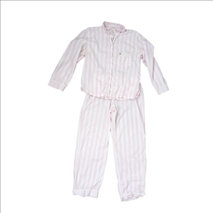 Victoria’s Secret Logo Embroidered Pink Striped PJ Set Size Small